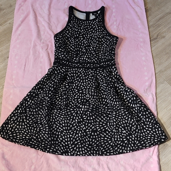 Mossimo Supply Co. Dresses & Skirts - Black and White Sleeveless Geo Print Midi Fit and Flare Dress by Mossimo Medium